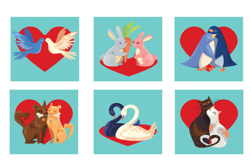 Adorable Animal Couple Illustrations Perfect For Valentine And Wedding Celebration Stationery