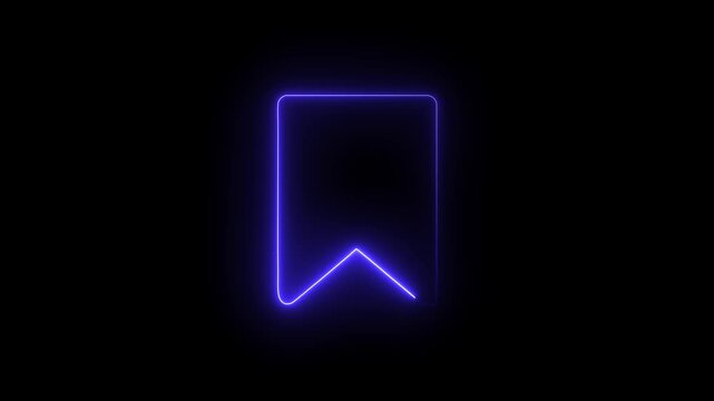 Glowing neon line bookmark save icon animation. representing saved pages, reading list, favorites, quick access, marked items, and modern digital interface navigation tool design