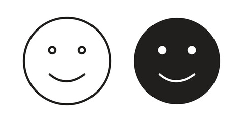 Smile icons illustration, line art, glyph style vectors