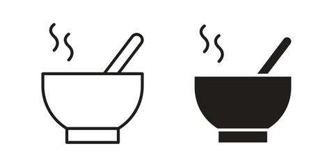 Soup icons illustration, line art, glyph style vectors