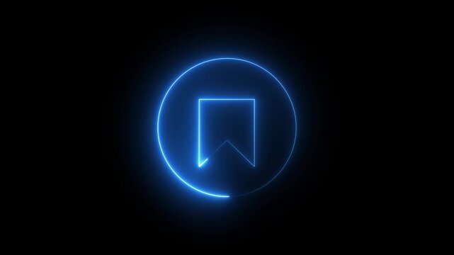 Glowing neon line bookmark save icon animation. representing saved pages, reading list, favorites, quick access, marked items, and modern digital interface navigation tool design