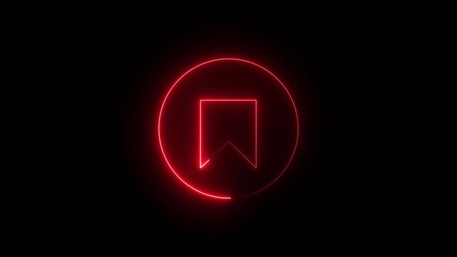 Glowing neon line bookmark save icon animation. representing saved pages, reading list, favorites, quick access, marked items, and modern digital interface navigation tool design