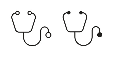 Stethoscope icons illustration, line art, glyph style vectors