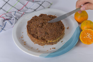 A serving of Brazilian baked kibbeh on a minimalist table