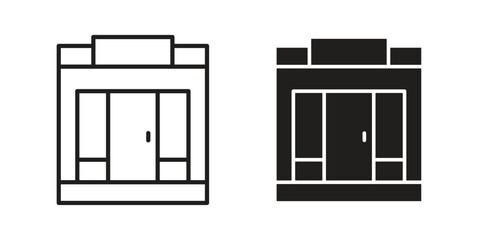 Store icons illustration, line art, glyph style vectors