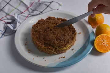 A serving of Brazilian baked kibbeh on a minimalist table