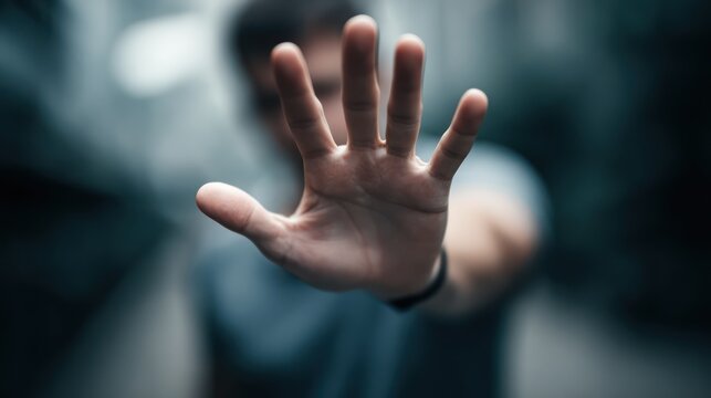 Hand Outstretched in Front Denoting Stop or Restriction