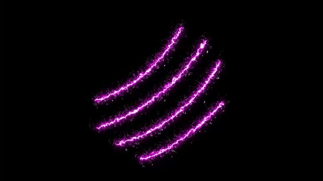 Claw effect animated animal scratch effect flaming scratch light effect 4K neon fire scratch looping, fire slash effect on black background. alpha channel