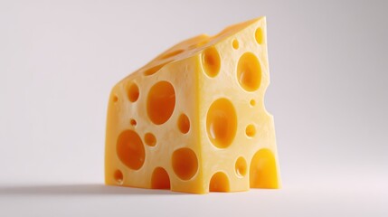 Swiss cheese wedge on transparent background