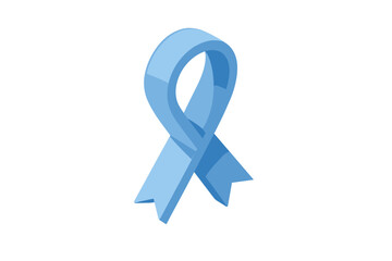 Blue ribbon symbol for awareness and support in isometric style