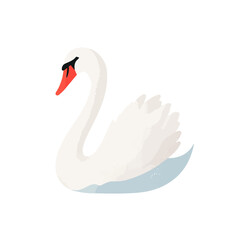 Clean 2D flat vector depiction of a Swan, designed in minimalist modern style with white background.