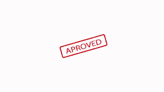 Red APROVED Stamp on animation White Background approved seal. Bright red APPROVED seal animation, smooth visuals for document approval, confirmation, and office workflows.