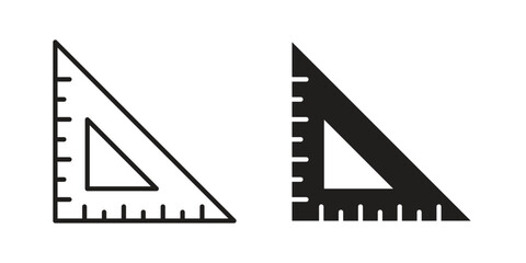Triangle ruler icons illustration, line art, glyph style vectors