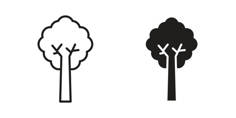 Tree icons illustration, line art, glyph style vectors
