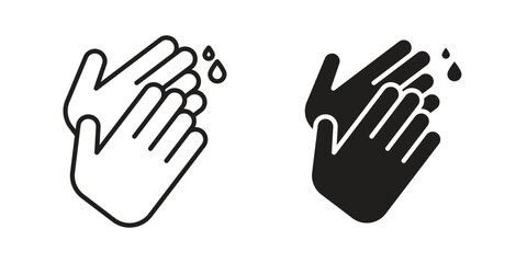 Wash your hands icons illustration, line art, glyph style vectors