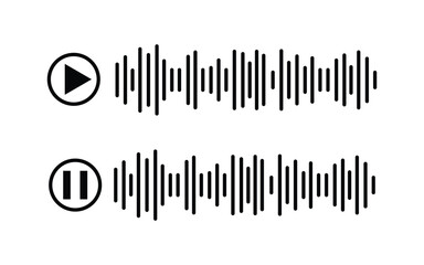 Voice message icon set. Record voice note messages players with waveform, playback controls and duration audio icons.Vector illustration.