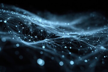 Blue Futuristic Digital Network Data Flow Background