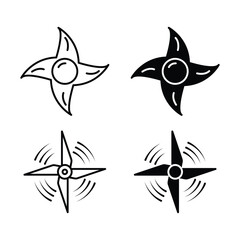 Collection of Black Fan Blade Icons. propeller symbol. cooler conditioning sign design vector illustration.