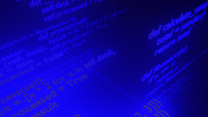 blue binary code background ,Electric Blue Code Depth Field Programming Technology Cyber Matrix Perspective Screen View