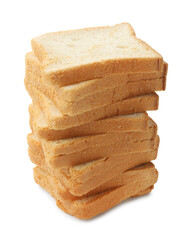 Stack of toast bread slices isolated on white