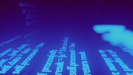 abstract technology background. Bright Cyan Blue Code Perspective Technology Programming Vibrant Software Matrix Digital View