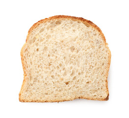 Slice of toast bread isolated on white, top view