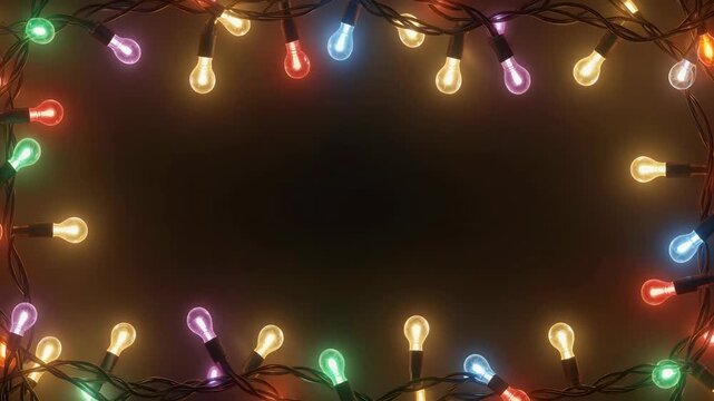 A string of colorful lights forms a decorative border.