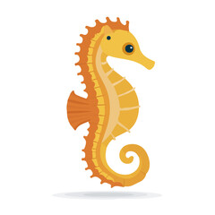 Fototapeta premium Clean 2D flat vector depiction of a Seahorse, designed in minimalist modern style with white background.