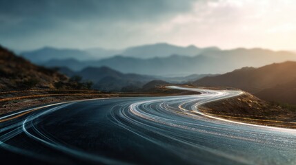 Winding road through mountain landscape