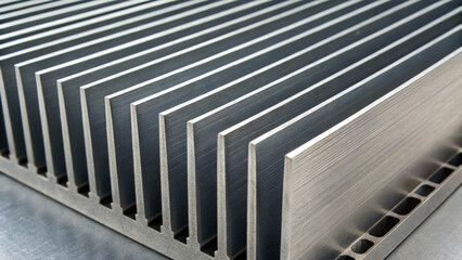 Obraz premium Metallic Heatsink Cooling Fins Close-up