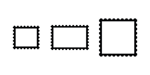 Blank Postage Stamps set. Empty blank postage stamps different size. Blank frames for letter. Vector illustration.