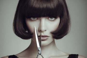 Hair with Scissors: Beauty and Haircut Conceptual Image