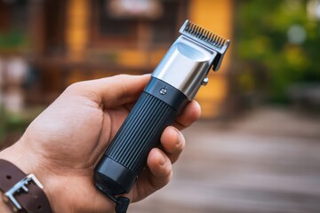 Hair Styling Tool: Electric Clipper in Human Hand