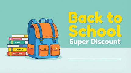 Back to School Super Discount with Backpack and Books 1.