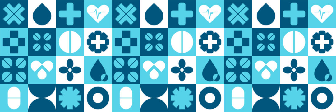 Science health  pattern with medical mosaic and geometric hospital background. - Powered by Adobe