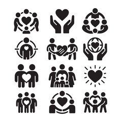 Giving and Receiving Hands - Charity and Support Line Icons Set