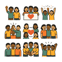 Heart-Shaped People Icons - Love, Family, and Celebration Vectors in Hearts