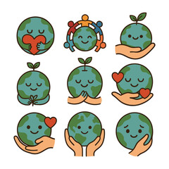 Romantic Love Icons Set - Hearts, Couples, and Family Themes Vector Pack