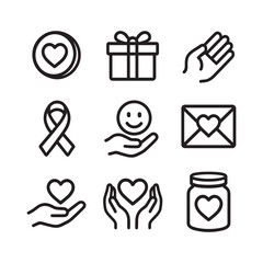Charity and Compassion Icons Set - Black Silhouette Vector Pack