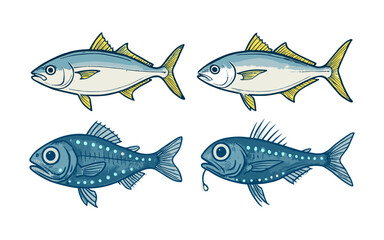 Yellowtail Tuna and Deep Sea Lanternfish Colored Sketch