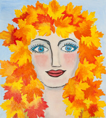 Autumn lady oil painting on canvas