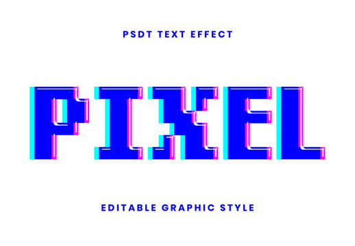 Cyan And Pink Pixelated 8-Bit Text Effect Retro Glitch Pixel Font