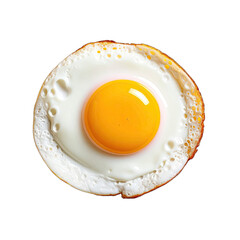 A perfectly cooked sunny-side-up fried egg isolated on a stark black background.