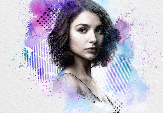 Purple And Blue Mixed Art Photo Effect