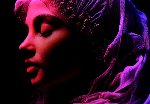 Violet And Crimson Neon Noir Colored Spotlight Photo Effect