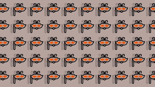 Abstract Pattern of Orange and Black Shapes on a Light Background.