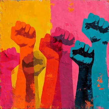 Power and unity fists painting high resolution picture