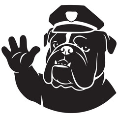 Bulldog officer with hand raised Vector, illustration