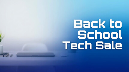 Back to School Tech Sale Banner with Laptop and Keyboard.