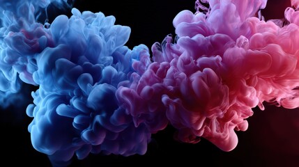 Abstract Blue and Pink Ink Mixing in Water